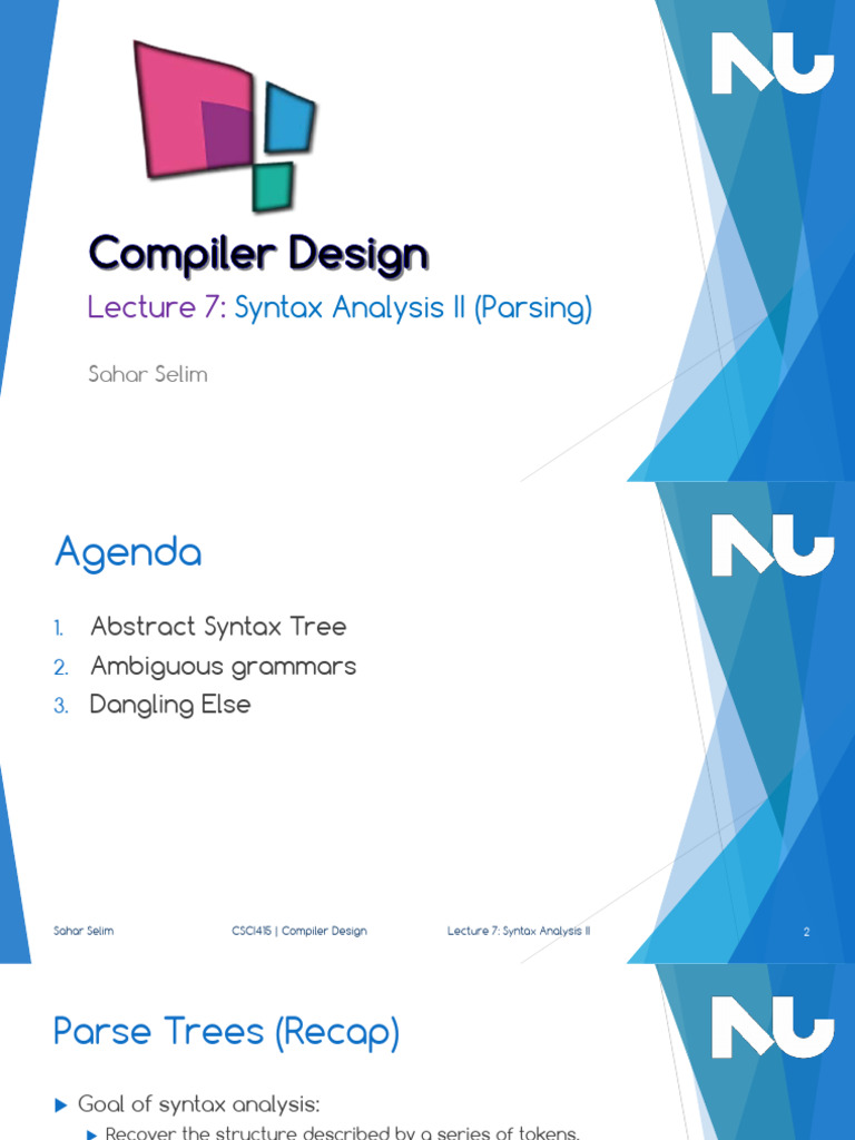 CSCI 415 Lecture 7 Syntax Analysis II - 210828 - 122107 | PDF