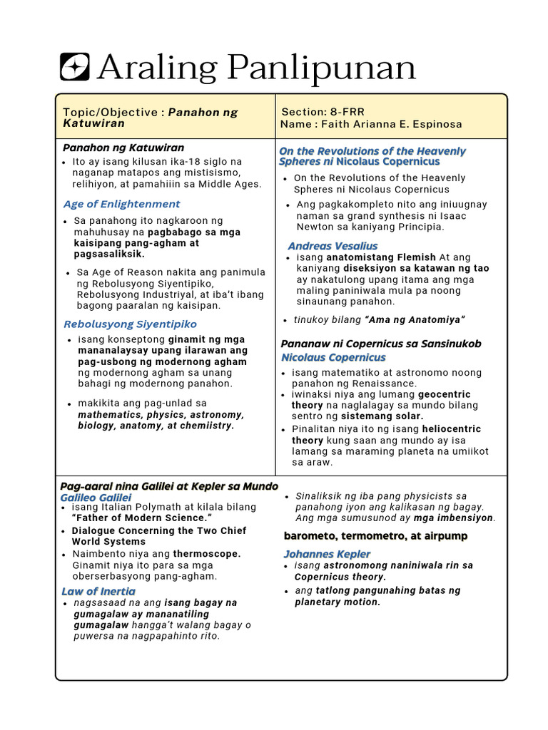Araling Panlipunan 4TH Quarter 8TH Grade Notes | PDF