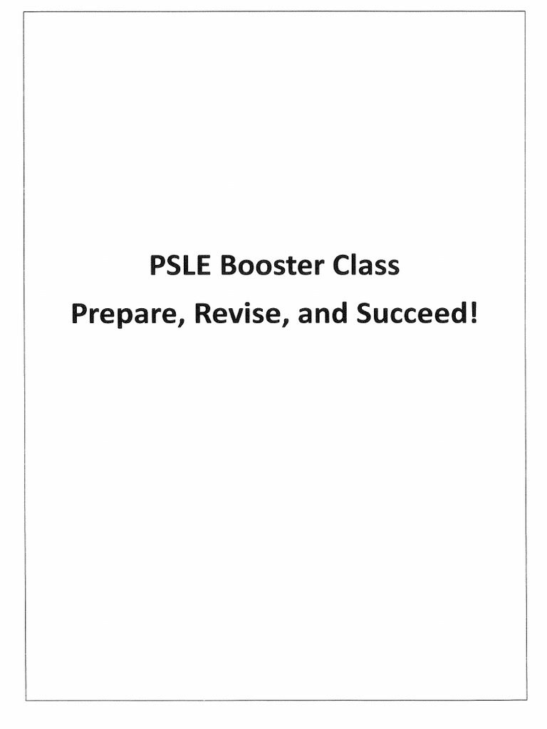 PSLE Booster Class Paper | PDF