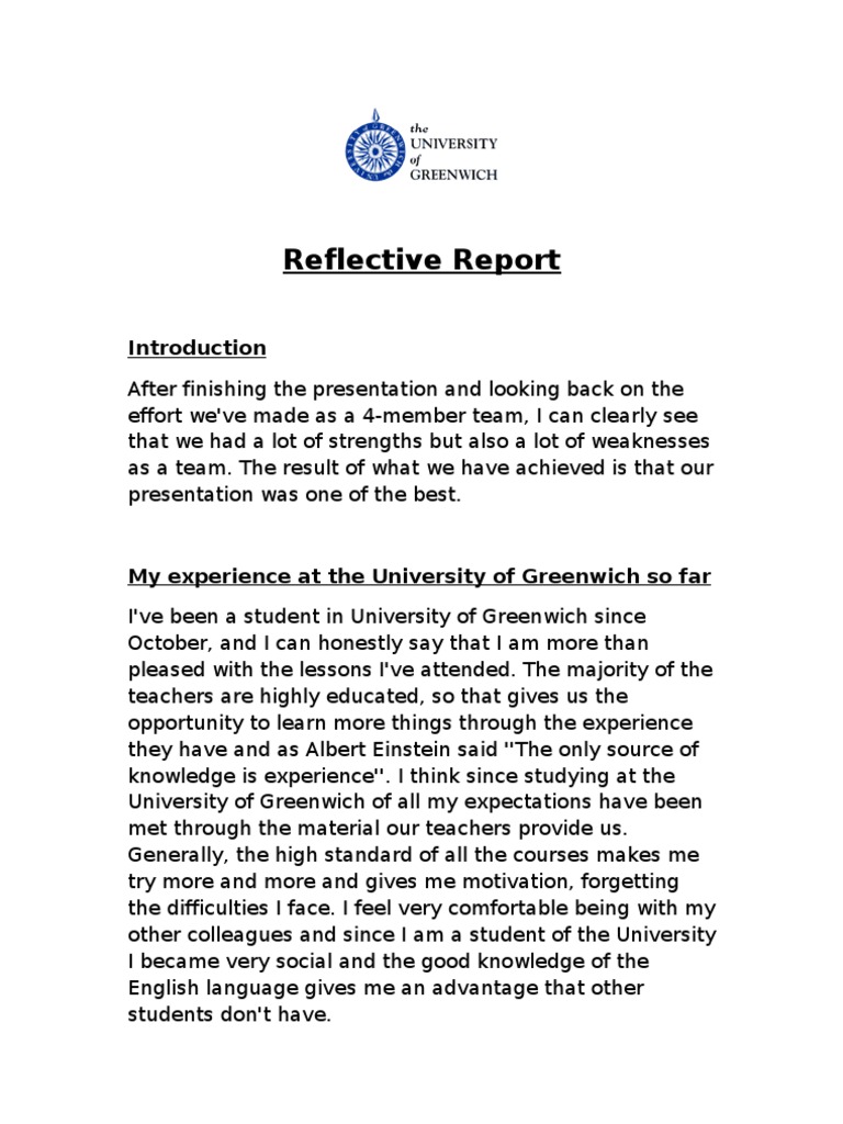 presentation reflection report