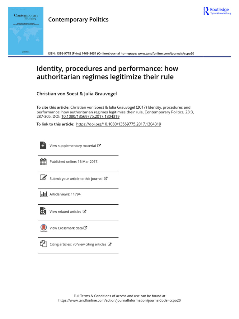 Identity Procedures and Performance How Authoritarian Regimes ...
