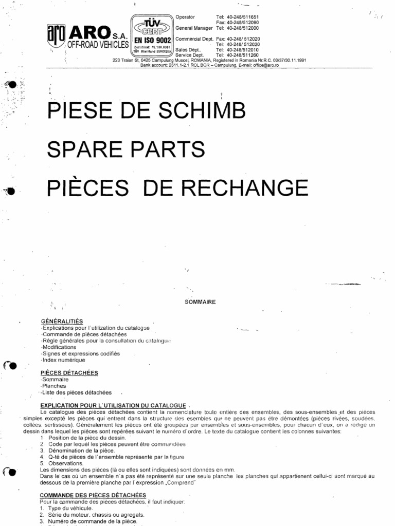 Aro 10 Catalogue Pieces Detachees Logistique Technologie