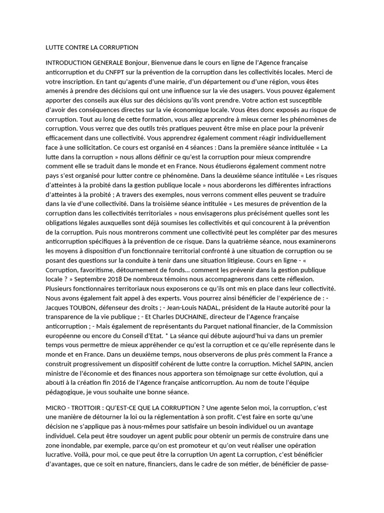 Lutte Contre La Corruption | PDF