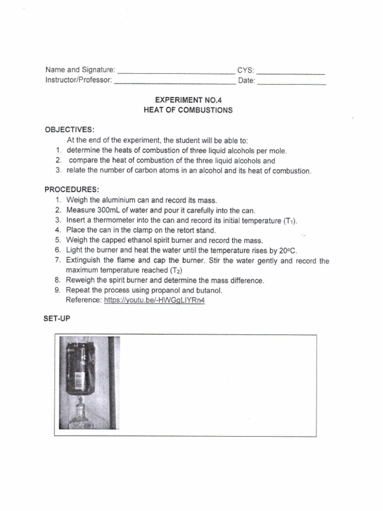 Laboratory Activity - Heat of Combustion | PDF
