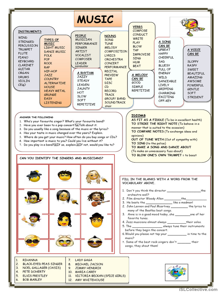 MUSIC Worksheet | PDF