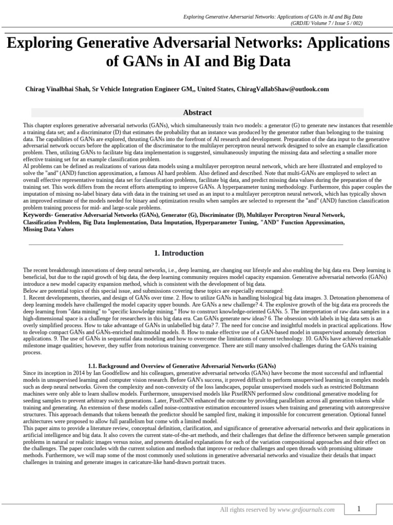 GANs: Applications in AI and Big Data | PDF | Artificial Intelligence ...