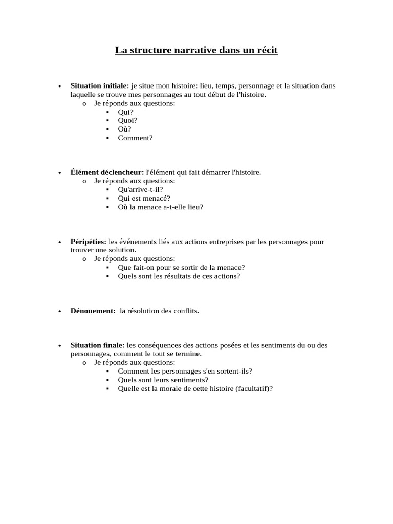 Structure narrative d'un récit explicative | PDF | Développement personnel
