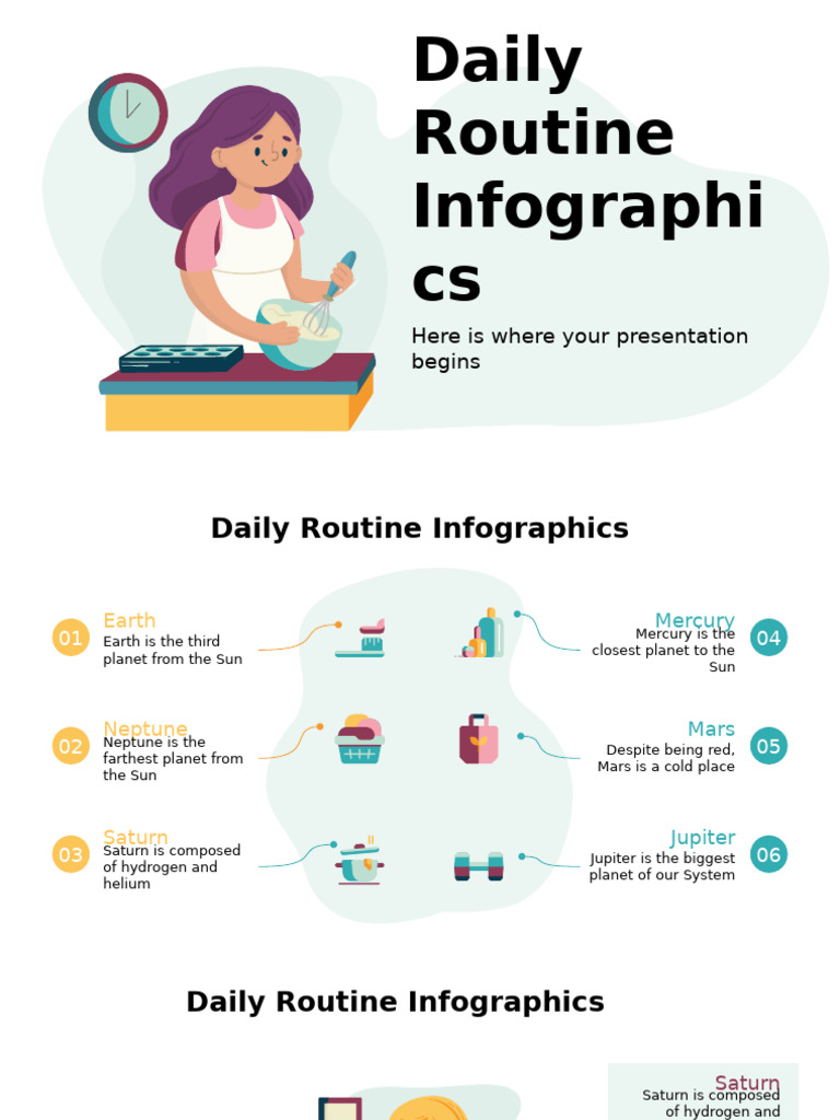 Daily Routine Infographics by Slidesgo | PDF | Planets | Planets In ...