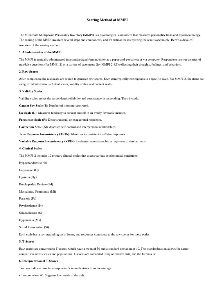 MMPI | PDF | Standard Score | Self-Improvement