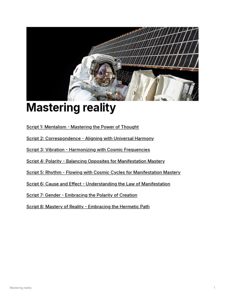 Mastering Reality Pdf