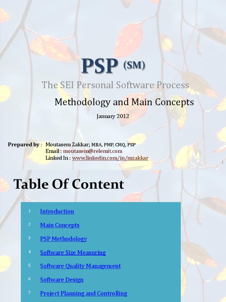 PSP Methodology, Main Concepts, and Certification Exam Guidelines PDF