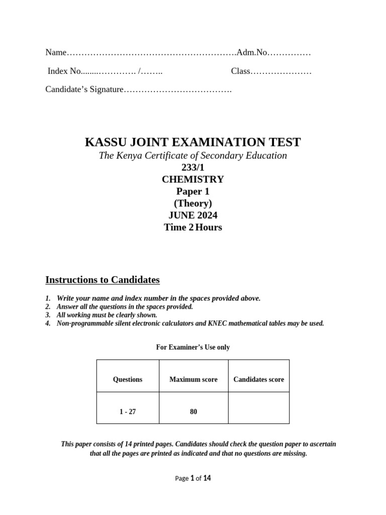 Chemistry PP1 | PDF
