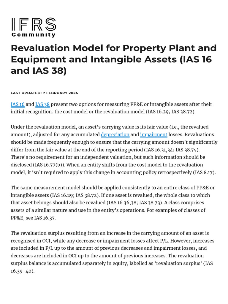 Revaluation Model For PP&E and Intangible Assets - IFRScommunity-1 ...