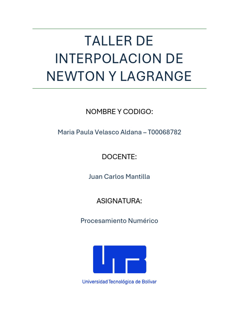 Taller de Interpolacion de Newton y Lagrange | PDF