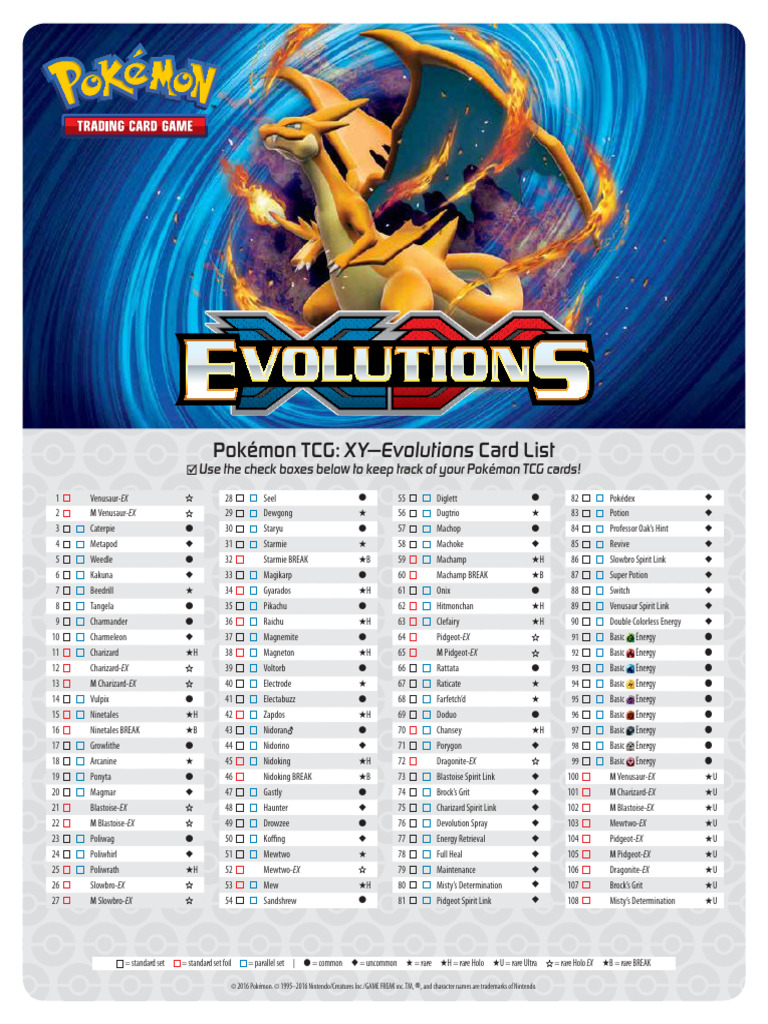 pokemon xy card list XYEvolutions Pokemon Card ALL XY SERIES