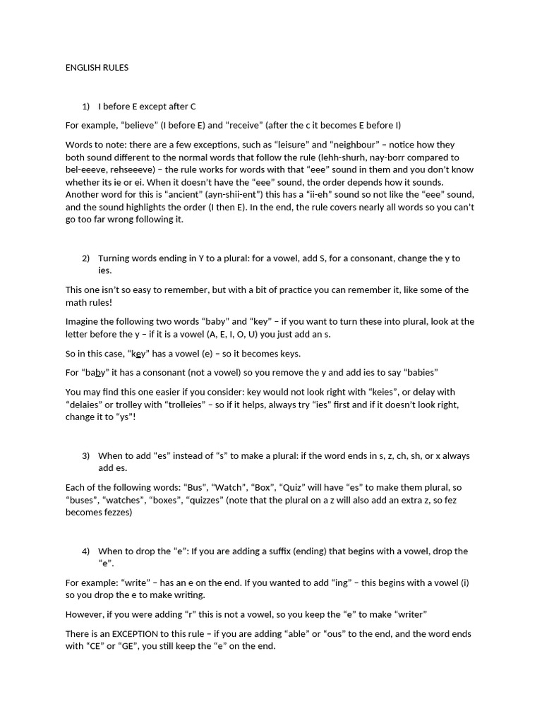 English Rules Pdf
