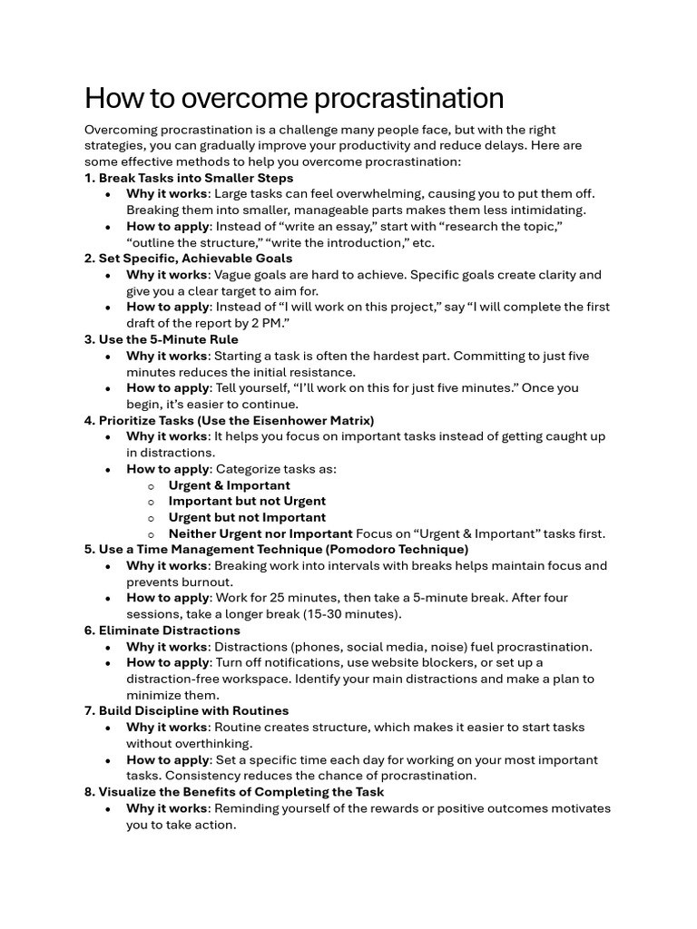 How to overcome procrastination pdf
