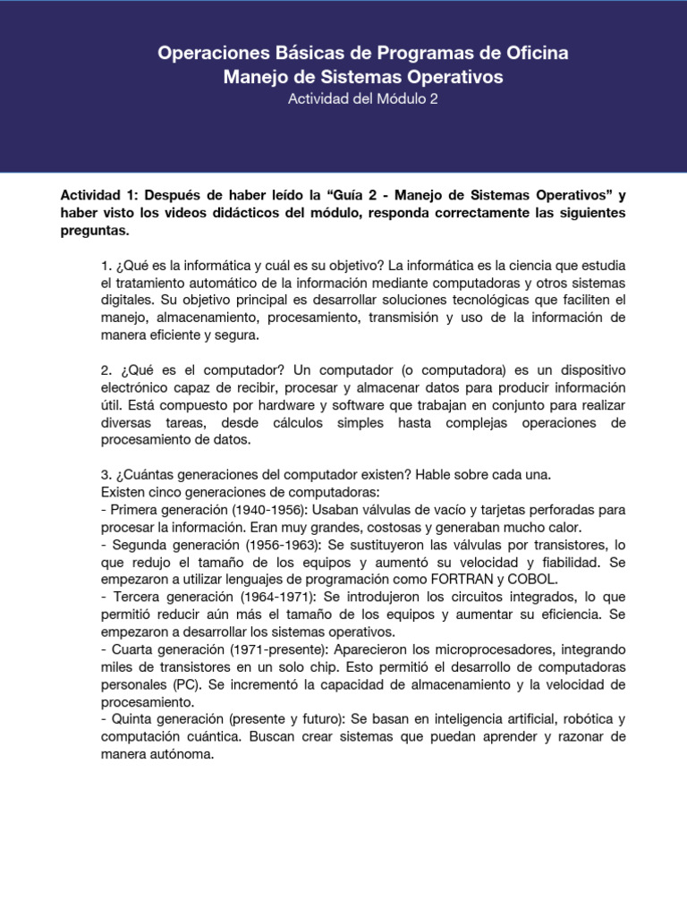 Actividad - Módulo 2 | PDF | Hardware de la computadora | Periférico