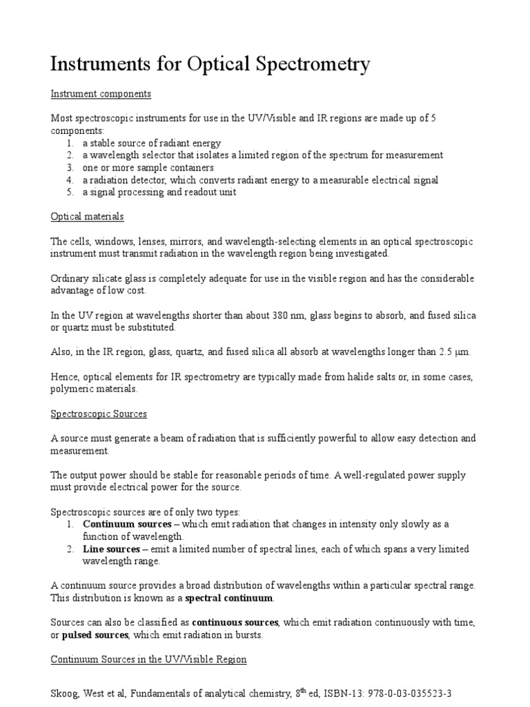 Instruments For Optical Spectrometry Download Free PDF Ultraviolet