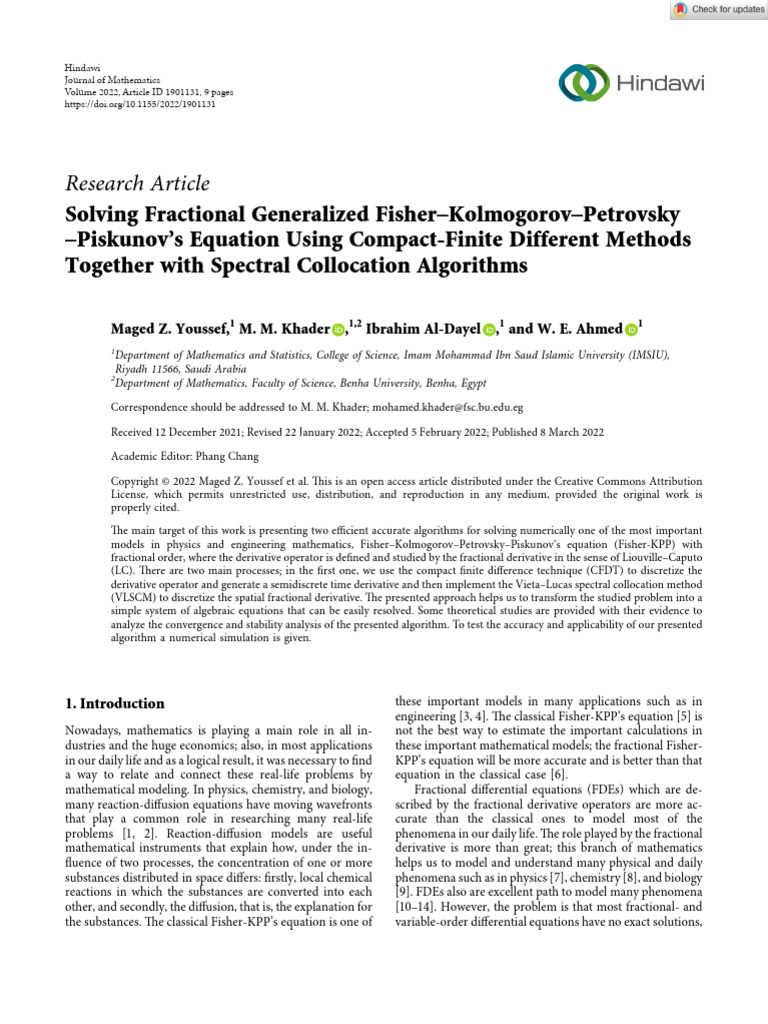 Journal of Mathematics - 2022 - Youssef - Solving Fractional ...