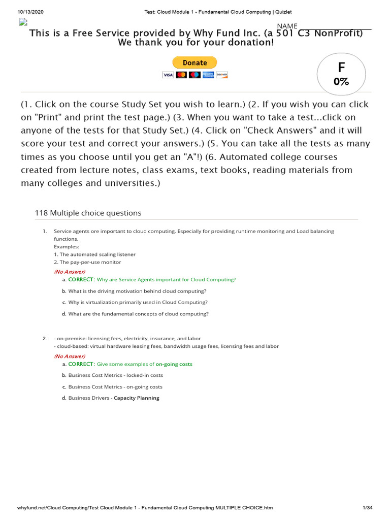 Cloud Computing - Quizlet | PDF
