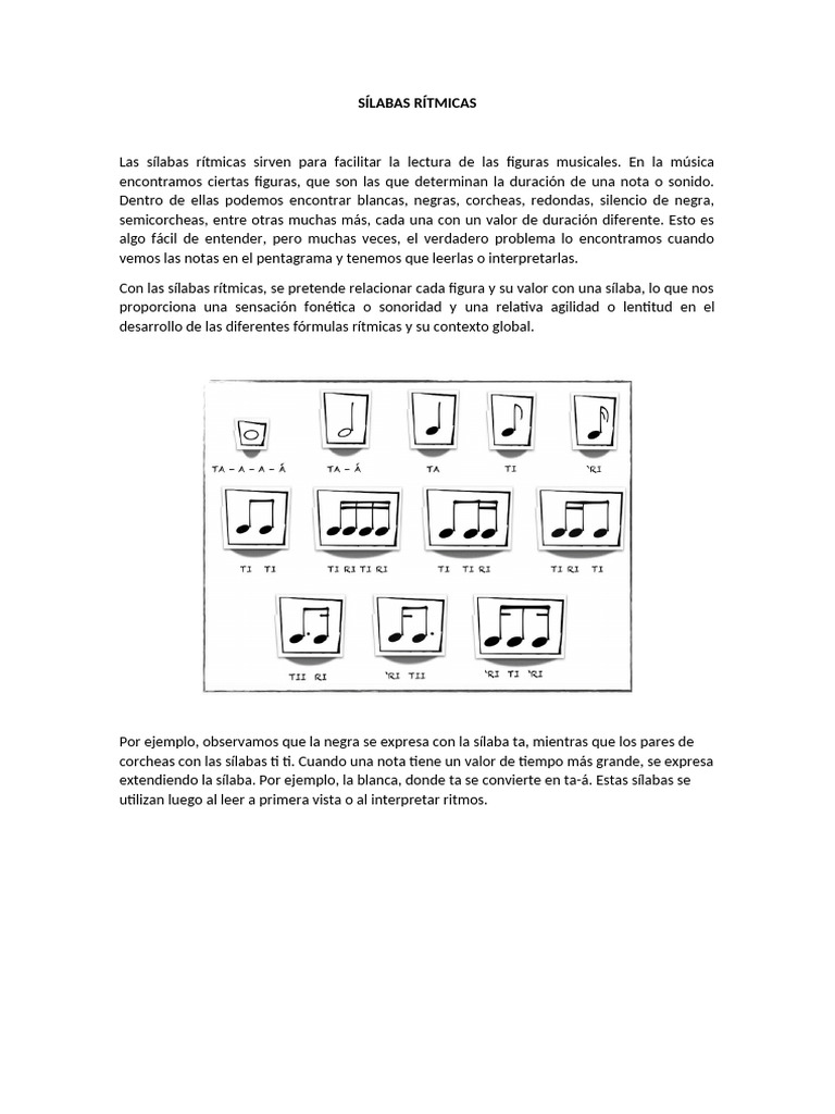 Sílabas Rítmicas | PDF