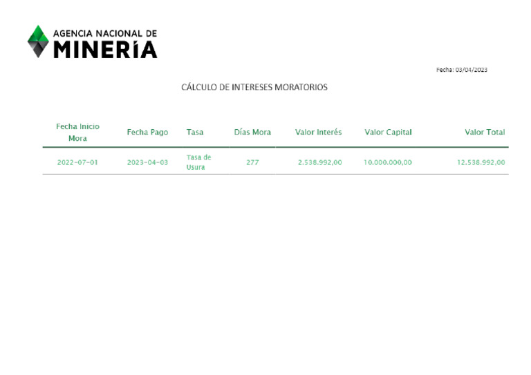Calculo Interes Moratorio | PDF