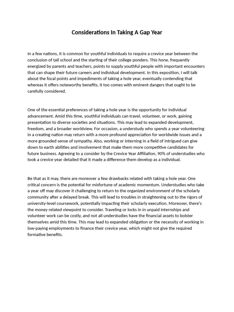 Considerations in Taking A Gap Year | PDF