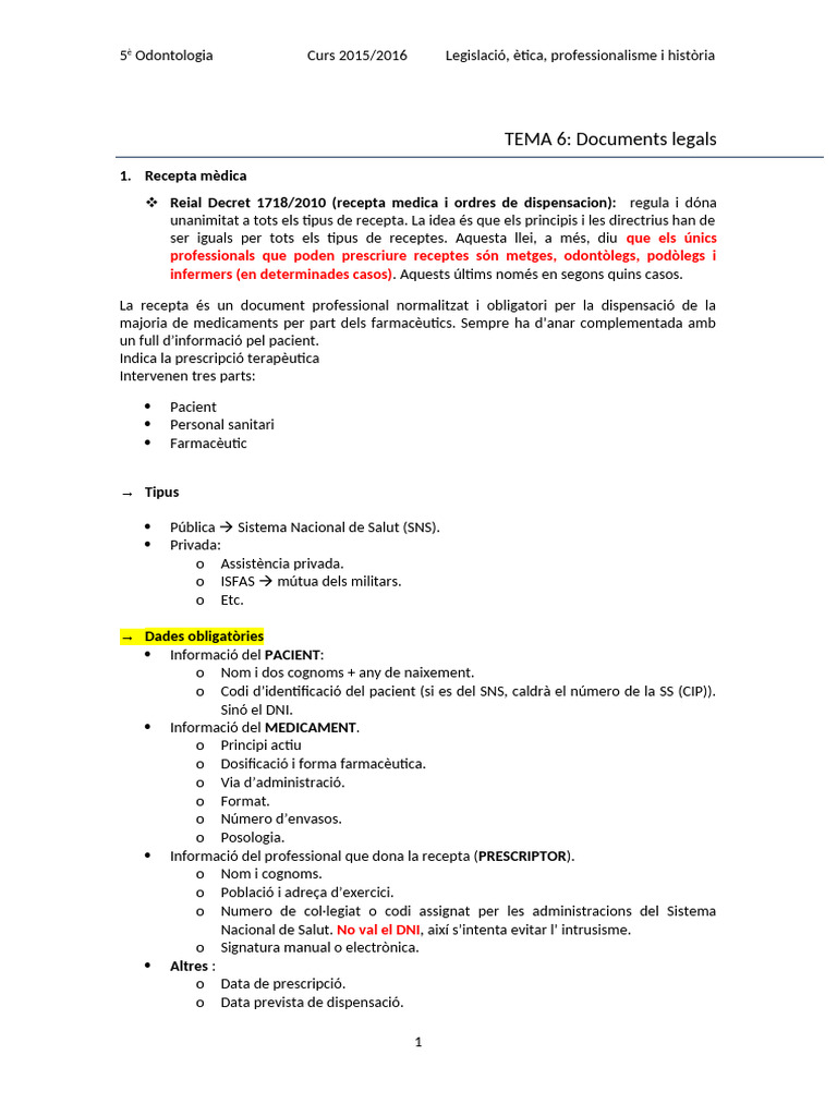 Tema 6 Legal. Documents Legals | PDF