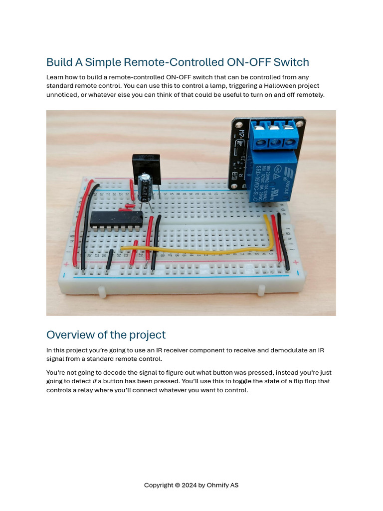 Build A Simple Remote Controlled On Off Switch | PDF | Remote Control ...