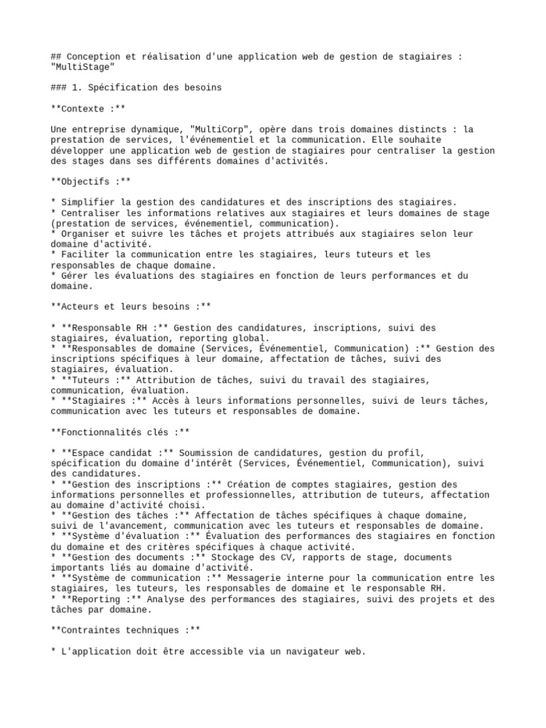 Application Web de Gestion des Stagiaires | PDF | Application | Affaires