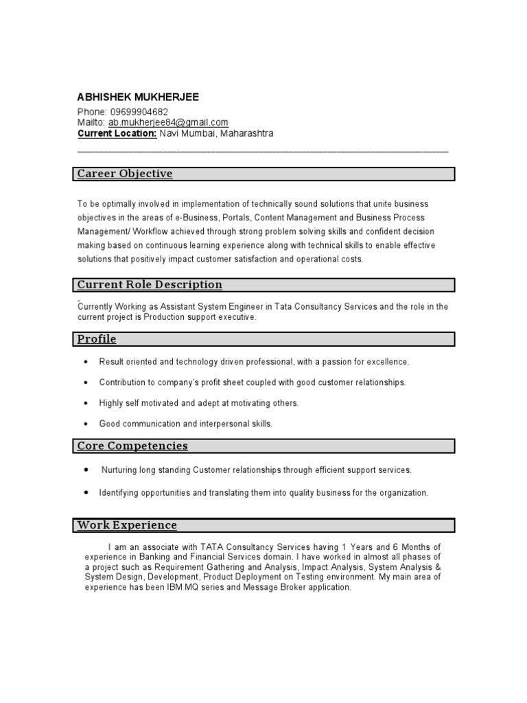 Abhishek Mukherjee - Assistant System Engineer Resume | PDF | Eclipse ...