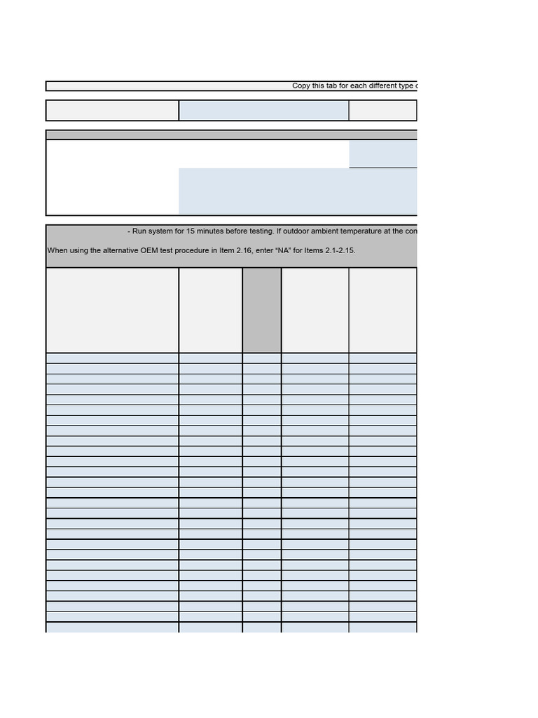 ENERGY STAR MFNC HVAC Functional Testing Checklist EXCEL Version 1 - 1. ...