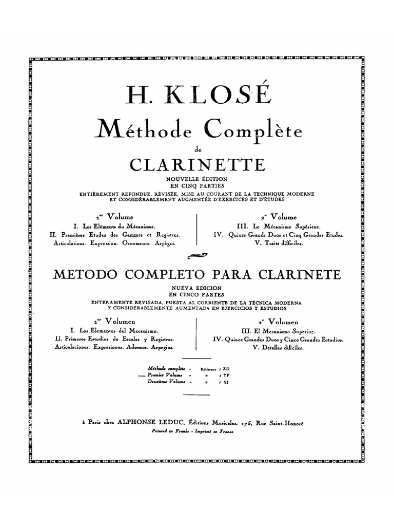Klose Methode Complete de Clarinette A4 | PDF