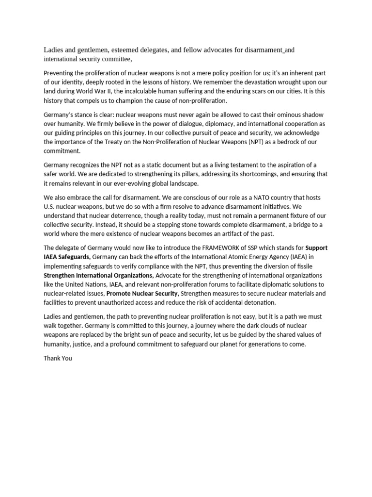 Germany's Commitment to Nuclear Non-Proliferation | PDF | Nuclear ...