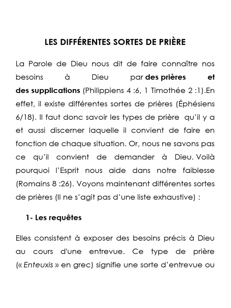 Les Différentes Sortes de Prière | PDF