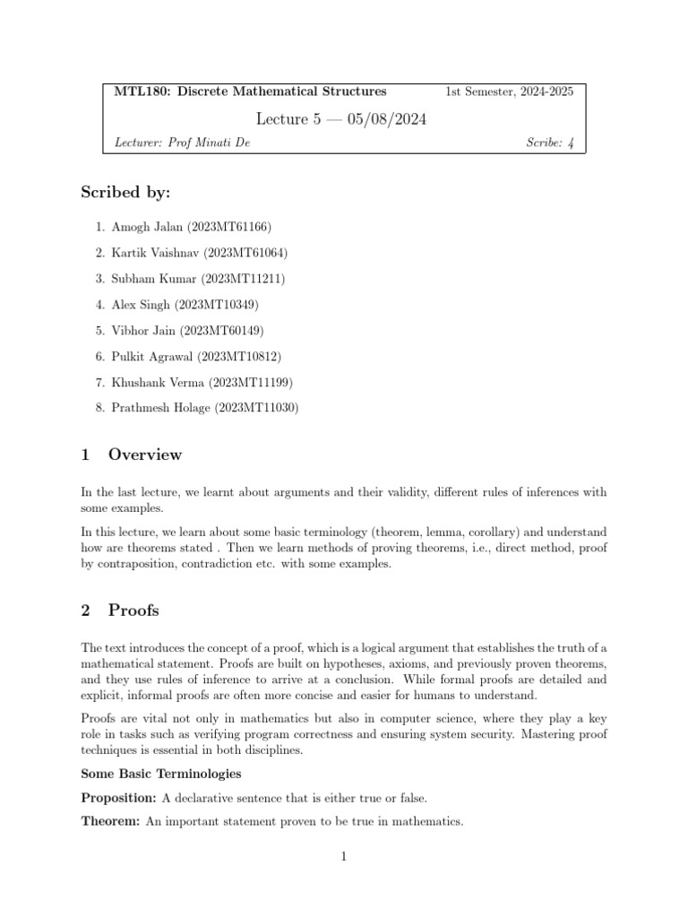 Lecture 4 MTL 180 | PDF
