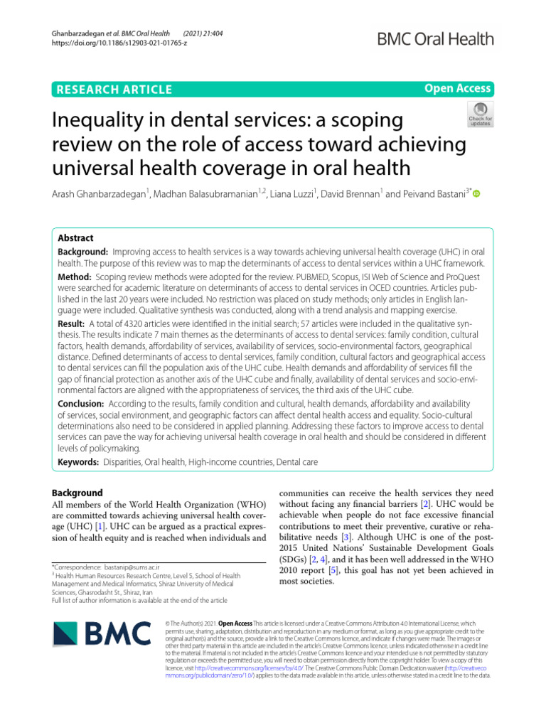 Inequality in Dental Services | PDF