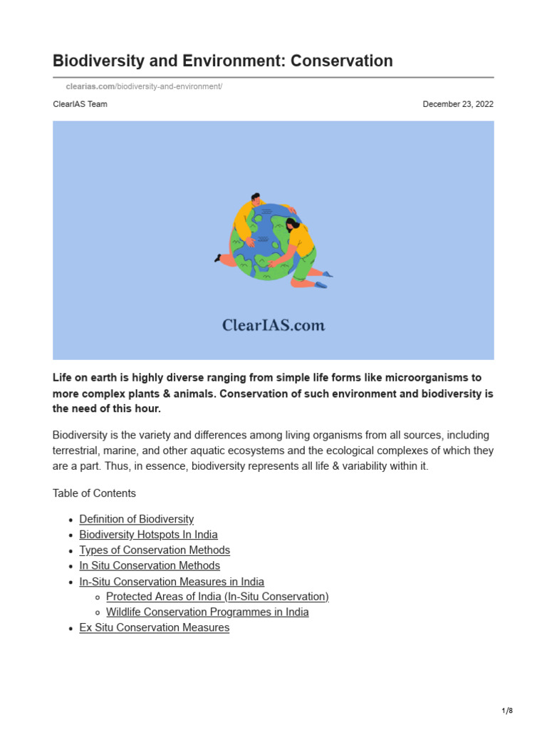 Biodiversity and Environment Conservation | PDF