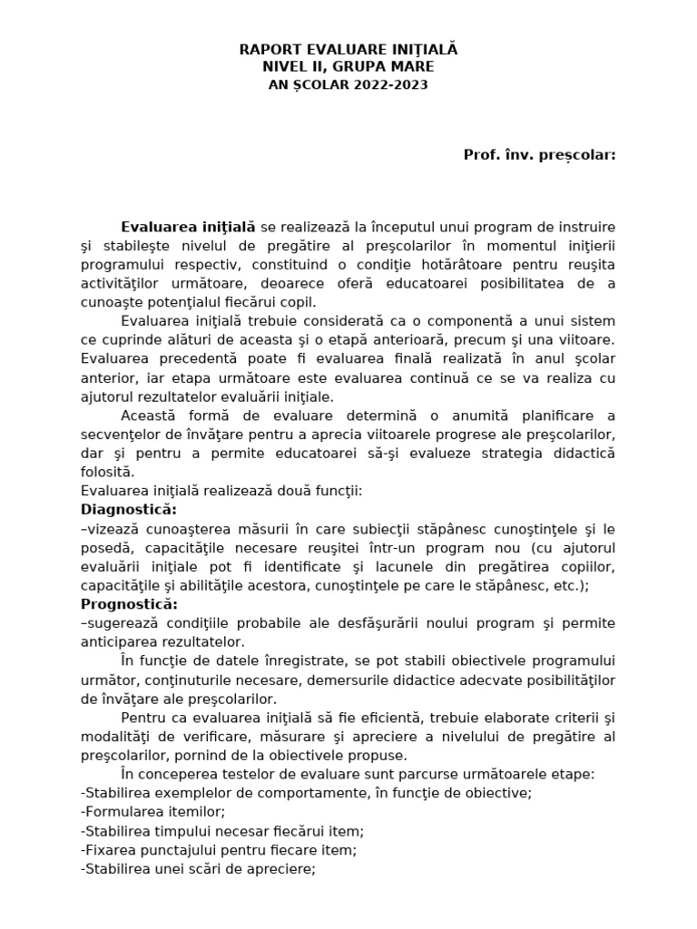 4 Raport Evaluare Initiala | PDF