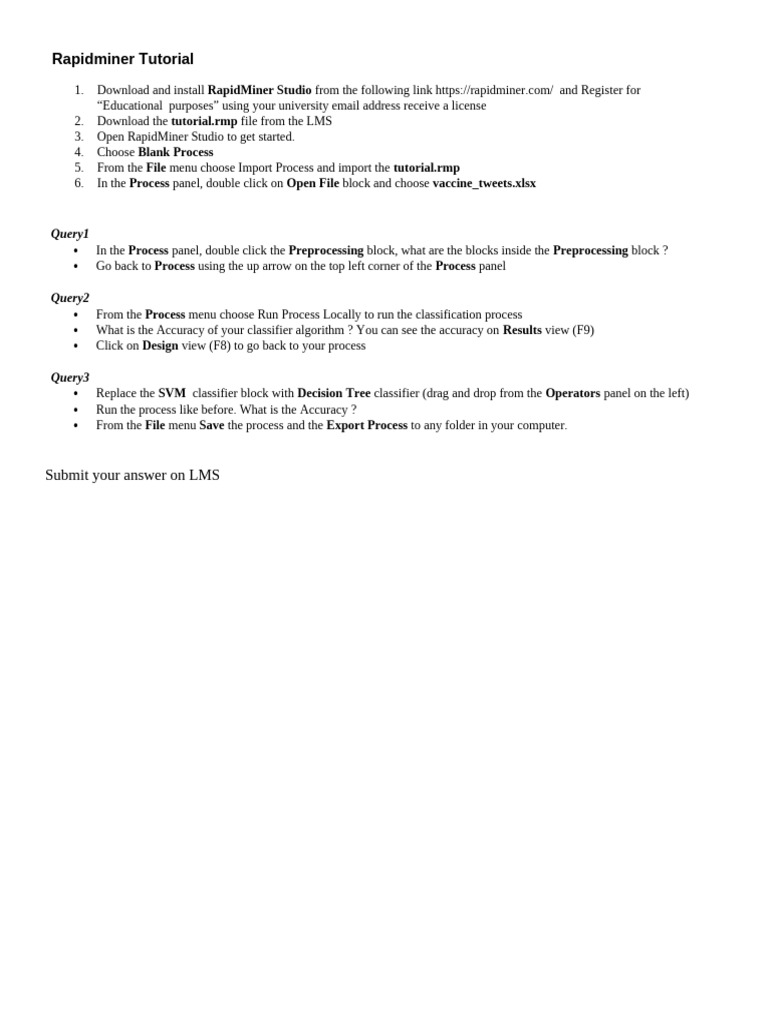 Rapidminer tutorial pdf