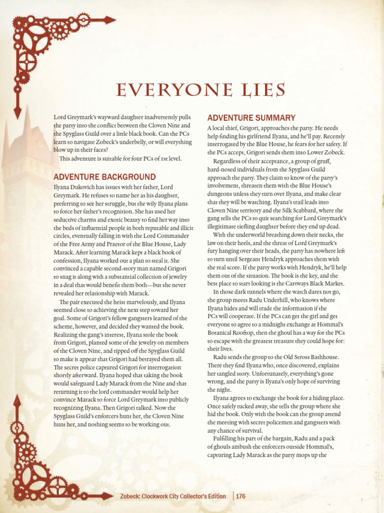 Zobeck Quests | PDF | Dwarf (Dungeons & Dragons)