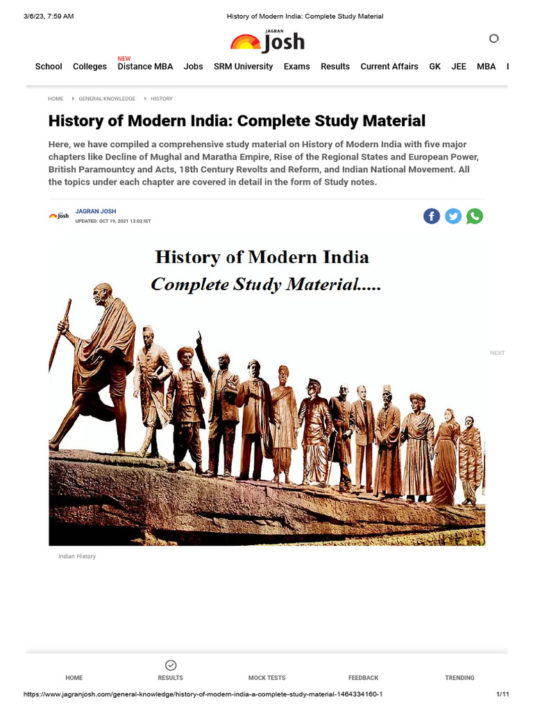 History of Modern India - Complete Study Material | PDF