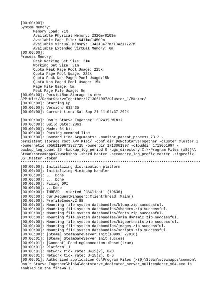 Master Server Log | PDF