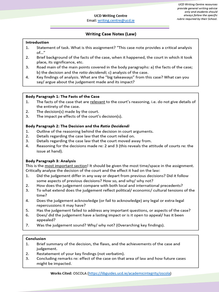 Case Note Structure SoRh | PDF