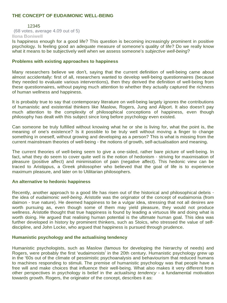 The Concept of Eudaimonic Well | PDF