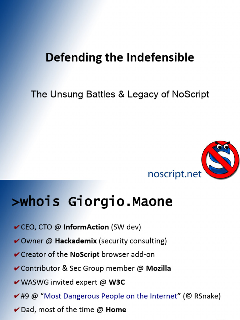 NoScript: Legacy and Security Innovations | PDF | World Wide Web ...