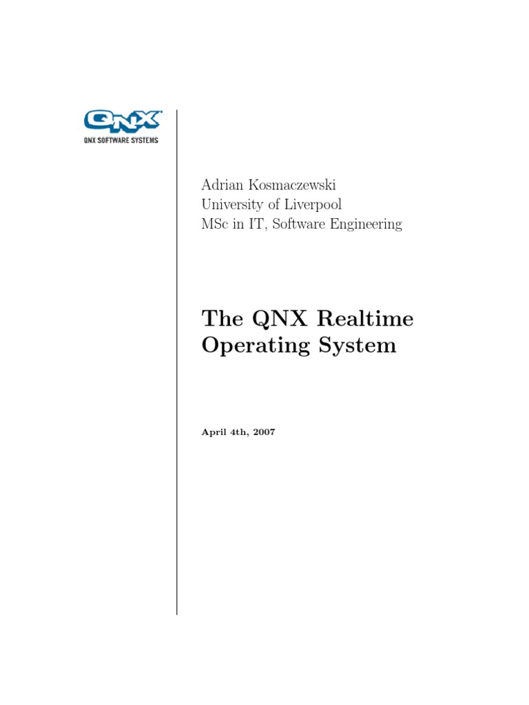 QNX PDF Message Passing Kernel (Operating System)