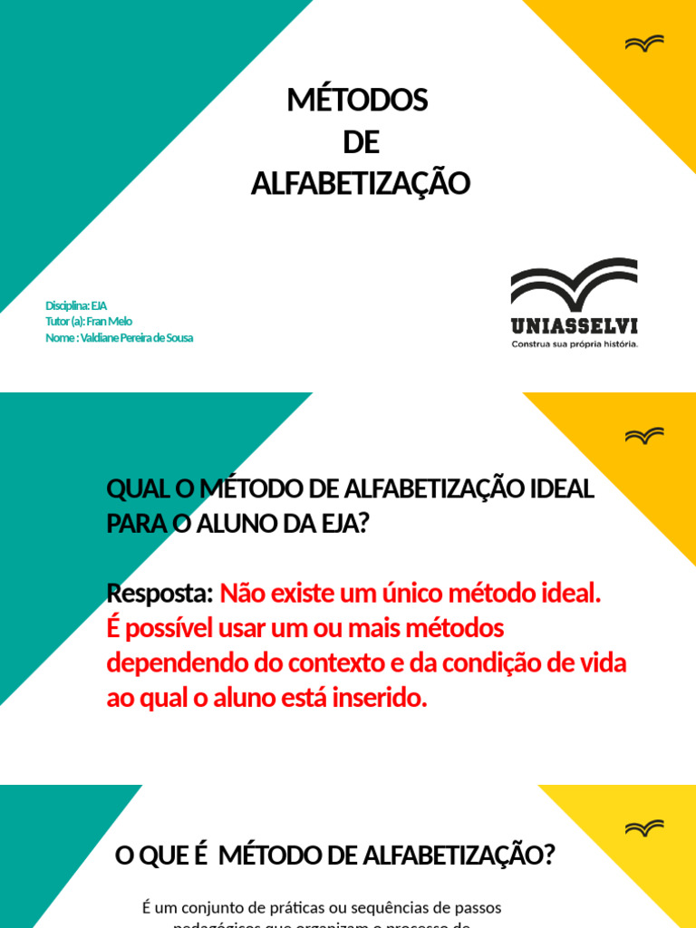 Trabalho Sobre Metodos de Alfabetização | PDF