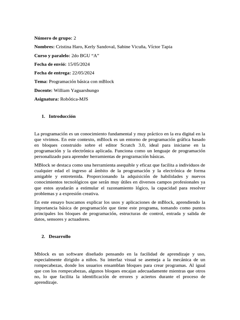 Ensayo De Mblock Grupo PDF
